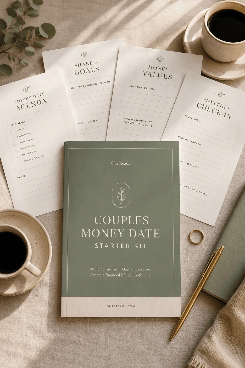Couples Money Date Starter Kit worksheets close-up